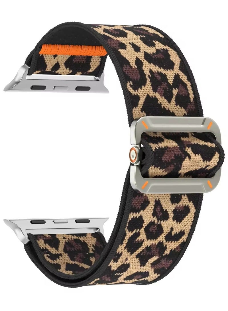 حزام نايلون قابل للتعديل لساعة Apple Watch Series 10/9/8/7/6/5/Ultra 2/Ultra - 49 مم 44 مم 45 مم 42 مم 46 مم مع مشبك معدني (بني نمر) - Image 2